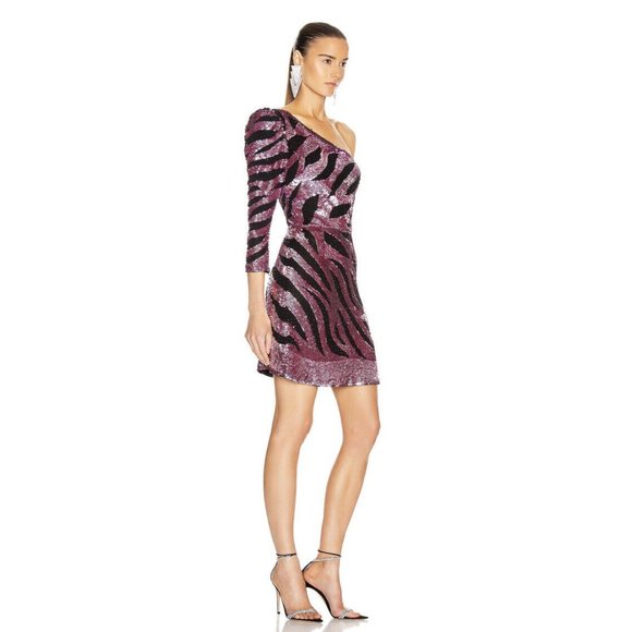 Rêve Riche Maxx Mini Dress Metallic Mauve Pink Black - Picture 2 of 9
